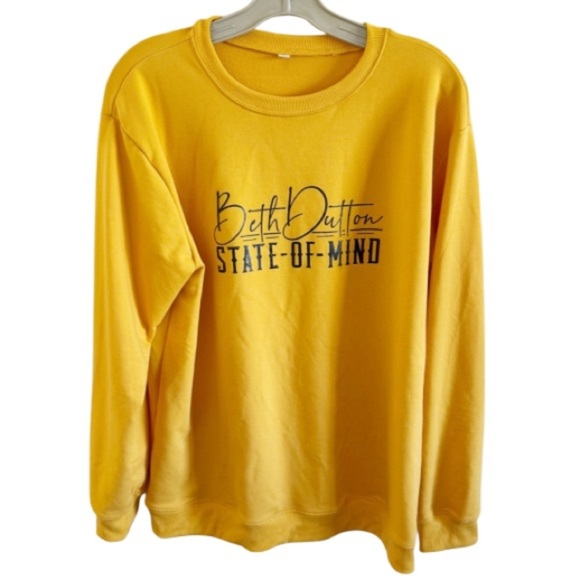 Beth Dutton State of Mind Sweatshirt Mustard Yellow Sz XL - Picture 1 of 9